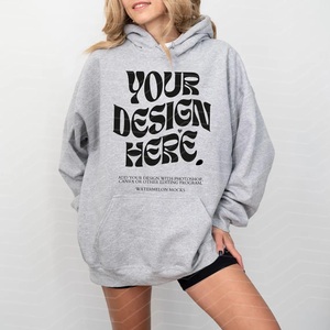 Sweat à capuche sport décontracté surdimensionné pour femme en polaire tissée avec logo graphique imprimé sur le devant, couleur personnalisée, vente en gros hiver - Product Image 1