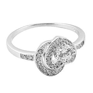 Bague de fiançailles pour femme en argent 925, pierre naturelle taille brillant ronde, motif floral, sertissage à griffes, style Art Palace classique - Product Image 3