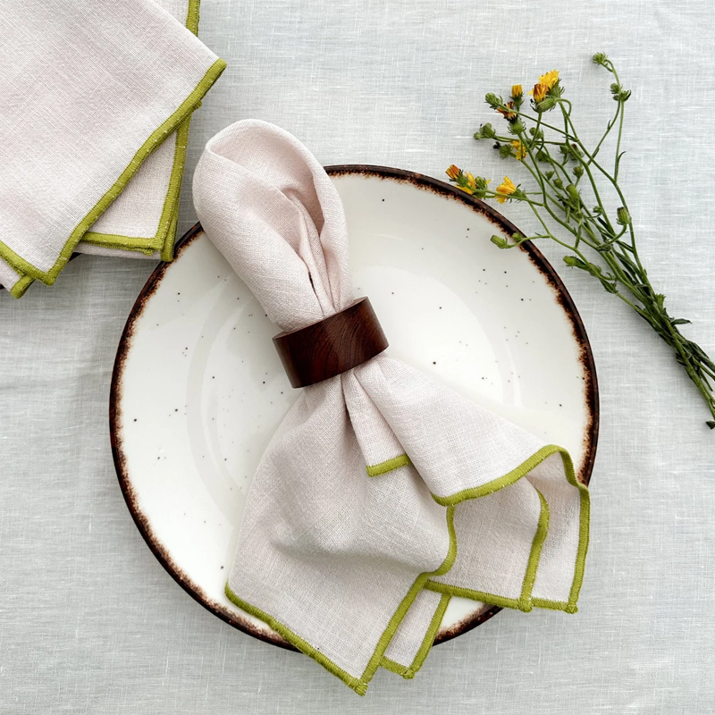 Wholesale Natural Cotton Napkin With Green