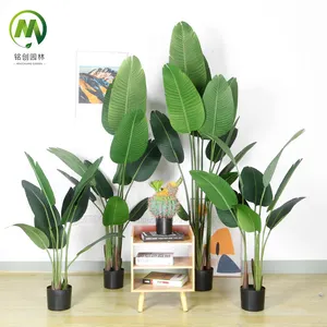 Décoration de la maison en pot en plastique oiseau du paradis arbre banane plantes artificielles et vertes artificielles de voyage arbre banane