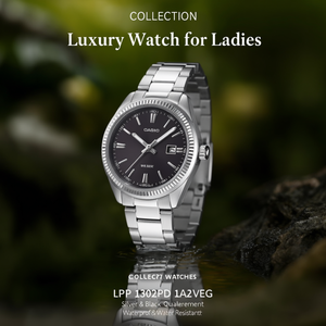 RELOJ de Lujo para Mujer, Colección LTP 1302PD 1A1VEG, Plateado y Negro, Movimiento de Cuarzo, Resistente al Agua - Product Image 3