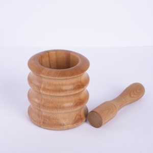 Modern Ripple Design Beech Wood Mortar - Large Handcrafted Spice Crusher - Elegant Wavy <b>Edge</b> Kitchen <b>Tool</b> - Product Image 1