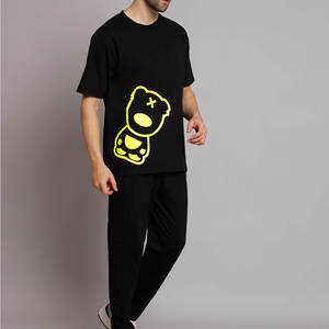 ชุดเสื้อยืดและกางเกงของผู้ชายเสื้อยืดและกางเกงขายาวผ้าฝ้ายแท้แขนสั้น - Product Image 3