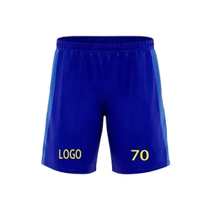2024 Sportswear Short de football à sublimation personnalisée pour hommes Short de football nom et logo de l'équipe Short d'entraînement de football de couleur bleu foncé