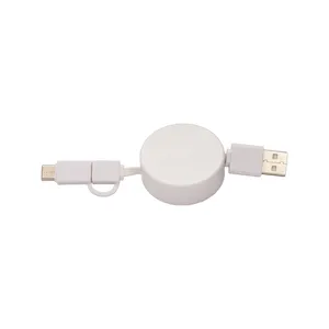 Cavo USB Retrattile 3-in-1 in Bambù Personalizzato, Gadget Promozionale - Product Image 4