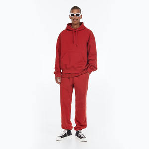 Latest <b>Men</b> Heavyweight <b>Red</b> Color Fleece Basic Blank Sweatpants High Quality with Elastic Waist and Side Pockets Casual Style - Product Image 2