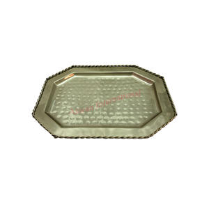 Forma ovalada hecha en la India Bandeja DE SERVICIO DE METAL martillado de alta calidad con borde de ilustraciones de cuerda Vajilla personalizable y artículos de servicio - Product Image 2
