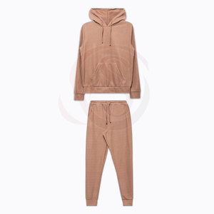 Conjunto Deportivo de Invierno para Mujer, 100% Algodón, Transpirable, Sudadera con Capucha y Pantalones Deportivos, Marca OEM - Product Image 1