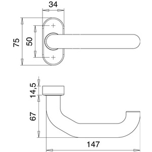 Oval 8 mm Cranked Stainless Steel Door Handle Part Profile 1800/2033 EST for Blinds <b>Shades</b> & Shutters by EDI - Product Image 3
