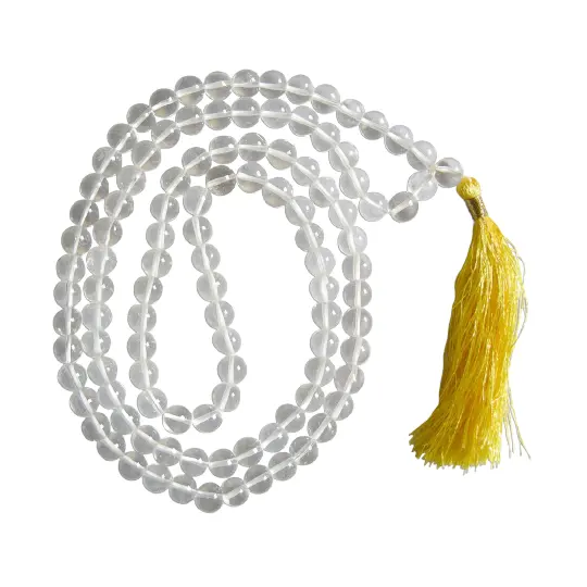 Acquista Prehnite Crystal Quartz Mala 108 Beads collana di Mala annodata a mano con nappe di seta per Jap Mala utilizza prezzi bassi