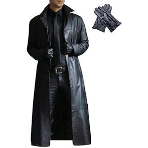 Abrigo largo de cuero puro de calidad superior para hombre, estilo informal, último diseño, abrigo de cuero con guantes de cuero gratis - Product Image 2