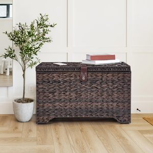 Coffre de rangement en jacinthe d'eau, bonne qualité, coffres à vêtements et organisateurs, coffre tissé à la main - Product Image 6