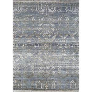 Tapis en laine afghane noué à la main gris noir Viscaya, motif médaillon classique, grand format 9x12, technique de tissage plat pour salon - Product Image 1