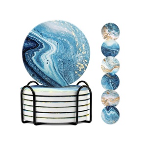 Excellent Quality Marble <b>Blue</b> Hexagon <b>Coasters</b> (set of 4 <b>Coasters</b>) for Serving and Dinning for Worldwide Supply - Product Image 1