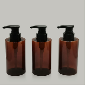 Bouteilles vides en PET marron de 300ml 350ml avec emballage cosmétique à tête de pompe noire pour Lotion shampooing revitalisant Vietnam manufacture - Product Image 1