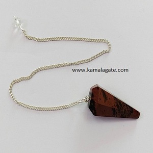 Vente en gros d'agate naturelle Pierre précieuse Acajou Obsidienne Cristal à facettes Pendule Pierre semi-précieuse Artisanat pour Reiki Guérison Radiesthésie - Product Image 2