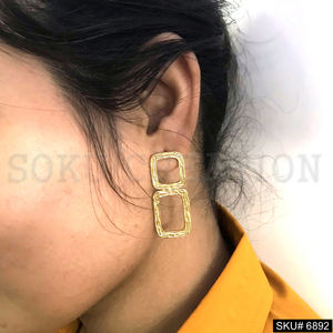 SKU6892ต่างหูเม็ดใหญ่ทำด้วยมือชุบทอง - Product Image 3