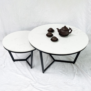 Modern Nesting <b>Sofa</b> <b>Table</b> with Glass Top and Metal Legs 70x70x45cm Living Room Furniture TT68167 - Product Image 2