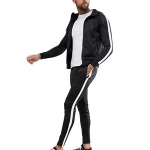 100% Polyester hommes fermeture éclair survêtement Logo personnalisé Jogging unisexe panneau survêtement pantalons de survêtement et sweats à capuche ensemble pour hommes - Product Image 1