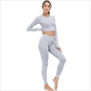 Ropa de gimnasio de mujer activa de la era moderna, mallas de entrenamiento sin costuras de cintura alta de 2 piezas, Sujetador deportivo, decoración en forma de V, patrón sólido - Product Image 1