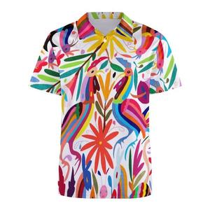 เสื้อพิมพ์ลาย 3 มิติ สีสันสดใสสำหรับผู้ชาย เสื้อฮาราจูกุ แขนสั้น เท่ห์ สไตล์สตรีท กระดุมติดปก ผ้าโพลีเอสเตอร์ 100% แห้งเร็ว - Product Image 4