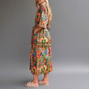 Peignoir en coton imprimé à la main en gros - Product Image 2