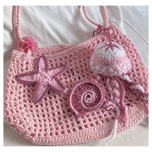 Crochet <b>Bag</b> Cotton yarn net market <b>bag</b> for produce shopping picnic carry and daily errands Vietnam artisan craft - Product Image 2