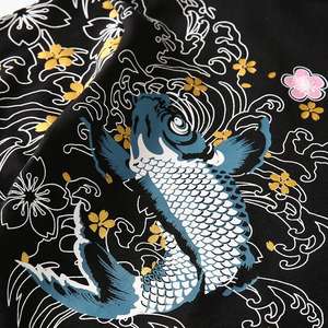 Camiseta Floral Koi Carp Sukajan 100% Algodón Manga Corta Corte Holgado Diseño Sólido Tejido No Tejido Venta en Línea Hecho en Pakistán - Product Image 4