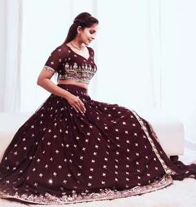 Produit le plus vendu de Faux Georgette de qualité supérieure 2022 avec travail de broderie lourd Lehenga choli du fabricant indien - Product Image 1