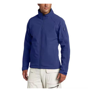 Venta caliente Color azul sólido Chaquetas de manga larga al aire libre Chaqueta Softshell de tela de lana de alta calidad con cuello levantado - Product Image 1