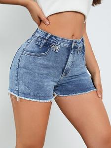 Wholesale 2025 Custom <b>Women</b> Plus Size Streetwear Cotton Shorts Fashion <b>Women's</b> Shorts Work Half Pants Loose Denim <b>Jean</b> Shorts - Product Image 5