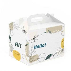 กล่องกระดาษรีไซเคิล Happy Food พร้อมหูหิ้ว ขนาด 24x12x12.5 ซม. สีขาว/ฮาวานา-ปรับแต่งได้ - Product Image 6
