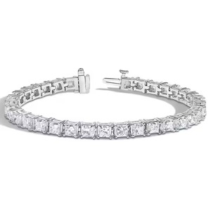 Bracelet de tennis en or blanc 18 carats pour femme Diamant poli certifié IGI avec bracelet en moissanite taille brillante en forme de princesse - Product Image 1
