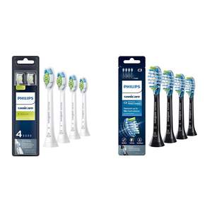 Têtes de brosse à dents de rechange Philips Sonicare DiamondClean authentiques, 4 têtes de brosse, blanches, HX6064/65 & C3 Premium Plaque authentiques - Product Image 1