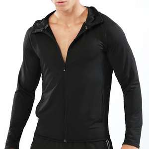 Sweat-shirt à capuche pour homme en automne, motif uni, compression, tissu tricoté, manches imprimées personnalisées - Product Image 4