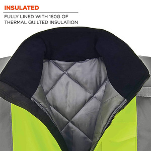 เสื้อแจ็คเก็ตสะท้อนแสงแบบ Hi-Vis พร้อมฮู้ดถอดได้ มาตรฐาน ANSI Class 3 EN ISO 20471 Class 2 กันน้ำ  รับสกรีนโลโก้ พรีเมียม OEM/ODM - Product Image 4
