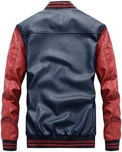 Chaqueta de piel sintética con soporte Vintage para hombre, chaqueta de PU para motocicleta, abrigo informal de béisbol con cuello levantado, abrigo ajustado - Product Image 4