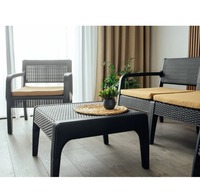 Design moderne, intérieur, extérieur, cuisine, salon, maison, jardin, patio, ensemble de meubles, table basse, ensemble de canapés en plastique
