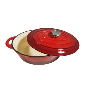 Groothandel Custom Non-Stick Emaille Gietijzeren Kookgerei Set Email Gietijzer Nederlandse Oven Grote Witte Gietijzeren Potten Kookgerei Set