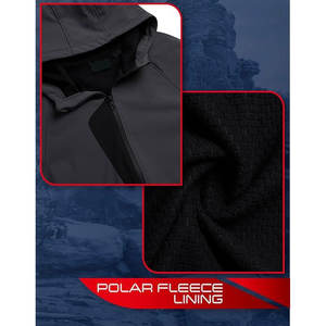 Veste Softshell d'hiver en denim épais pour hommes Manteau polaire zippé à capuche pour temps froid solide personnalisable - Product Image 4