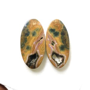 Jaspe océanique Paire de pierres précieuses Jaspe océanique Cabochon Jaspe océanique Semi-précieux Vente en gros Mélange de pierres précieuses pour l'utilisation de bijoux - Product Image 5