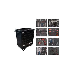 Movable Wheeled <b>Tool</b> <b>Cart</b> with 6 Lockable Drawers 239-Piece Set Black Metal Workshop Cabinet - Product Image 1