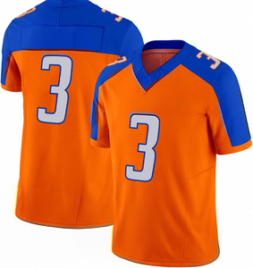 Camiseta de fútbol americano con rayas rojas y azules personalizada, uniforme de equipo, cuello en V, corto, número personalizado, transpirable, antibacteriano - Product Image 6