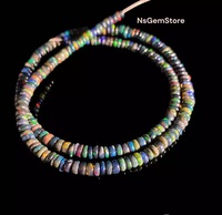 Perles carrées d'opale noire naturelle, brin lâche, opale d'Éthiopie Welo Fire, fabrication artisanale de bijoux, HAYAAT GEMS HG-501, tiers