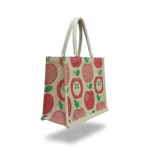 Fruit Design Jute Handbag with Rope Handle Stylish Eco-Friendly <b>Foldable</b> Shopping <b>Bag</b> - Product Image 1