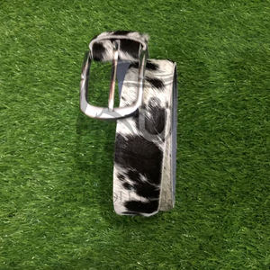 Ceinture en cuir de vache à poils naturels, boucle carrée en alliage, fabrication artisanale |   Ceinture décontractée de qualité supérieure, durable, à imprimé animal, largeur 3,5 cm - Product Image 3