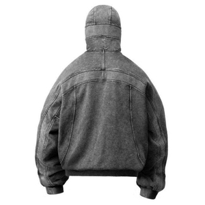 Sweat à capuche ninja avec fermeture éclair intégrale, motif personnalisé et plusieurs options de couleurs, vintage, délavé, usé, pour hommes, haute qualité - Product Image 2