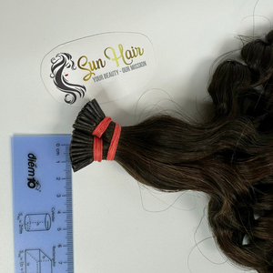 Vente en gros d'extensions de cheveux humains 100% brun foncé bouclés profonds I-Tip kératine brute non traitée cuticule alignée - Product Image 2