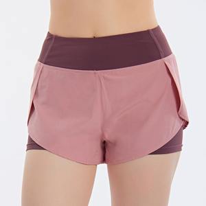 Short de course double épaisseur personnalisé pour femmes avec poche intérieure Short deux pièces en un - Product Image 3