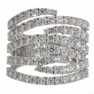 แหวนทองคำขาว 14K ชุบโรเดียม ดีไซน์คลาสสิกแบบไขว้หลายแถว ประดับเพชรธรรมชาติทรงกลมเจียระไนแบบบริลเลียนท์ ตัวเรือนแบบหนามเตย - Product Image 5